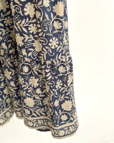 Robe Poème Longue – Imprimé block-print Sujata Encre