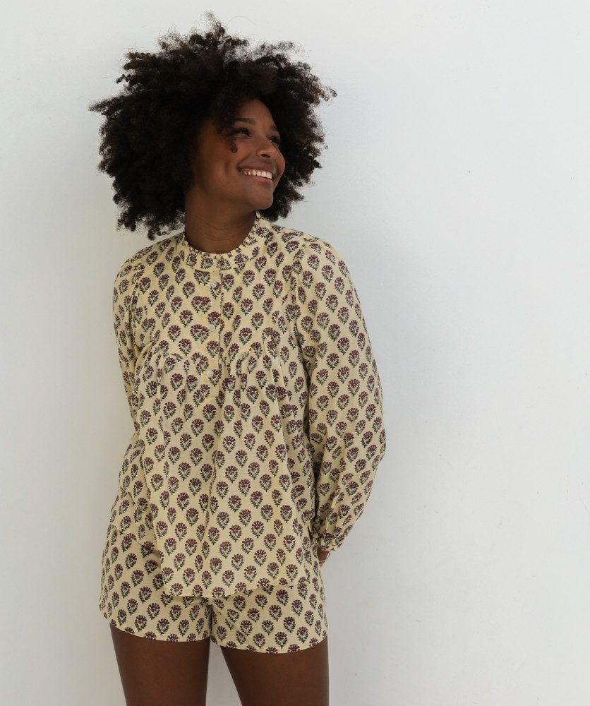 Blouse Vina – Imprimé block-print Laya
