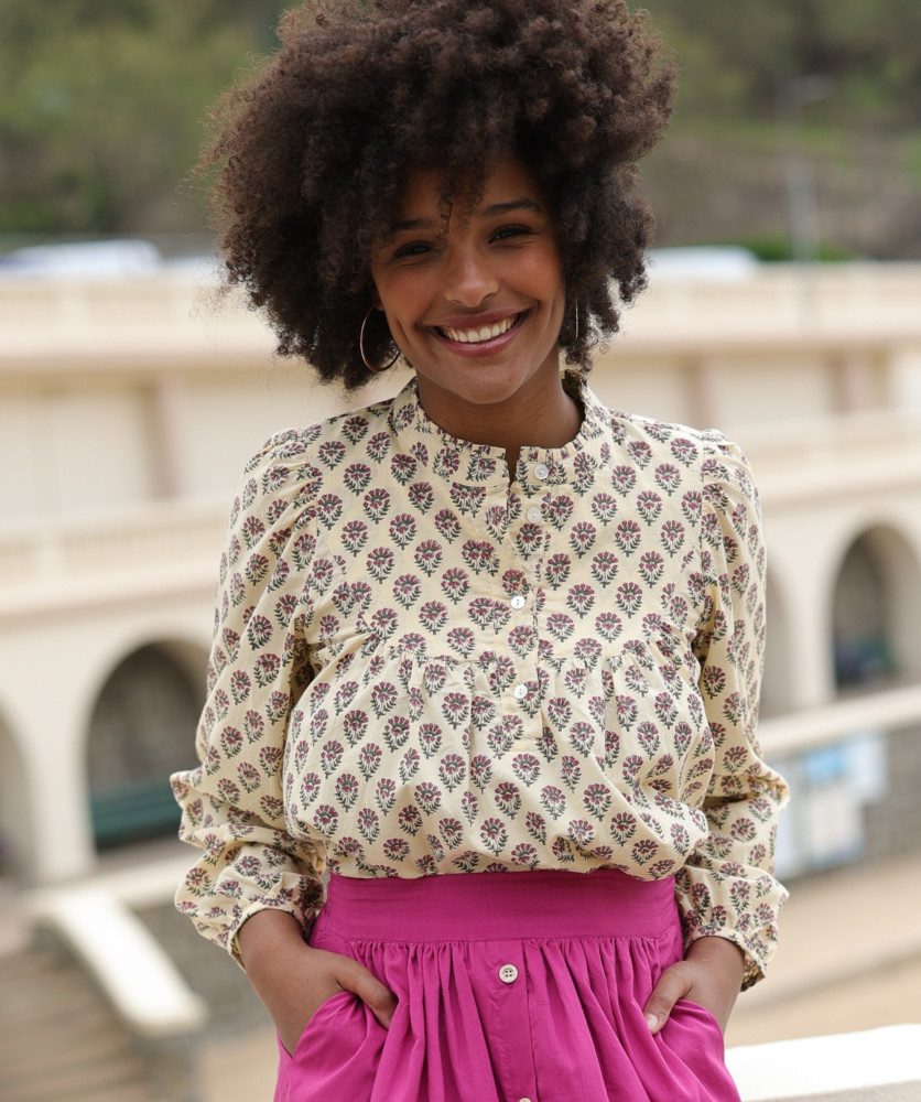 Blouse Vina – Imprimé block-print Laya