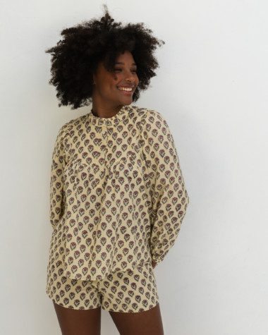 Blouse Vina – Imprimé block-print Laya