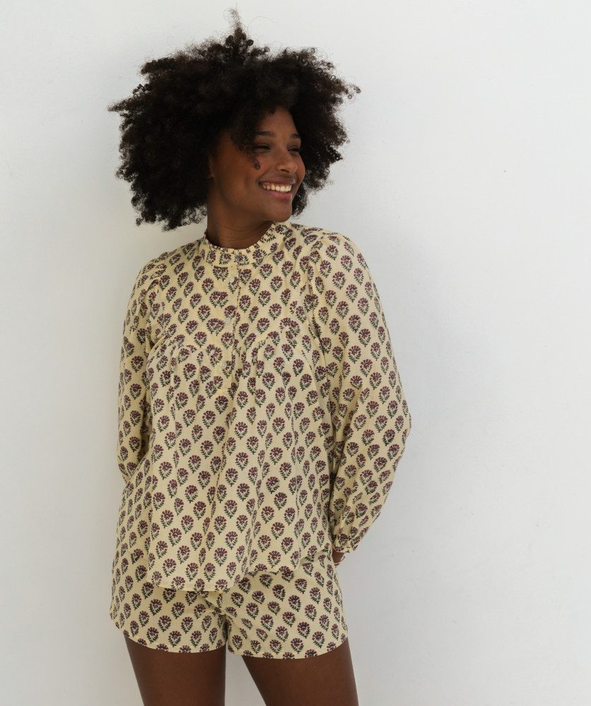 Blouse Vina – Imprimé block-print Laya