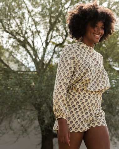 Blouse Vina – Imprimé block-print Laya