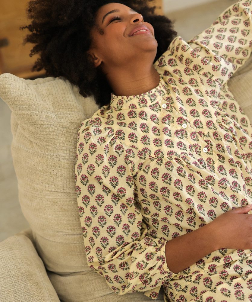 Blouse Vina – Imprimé block-print Laya