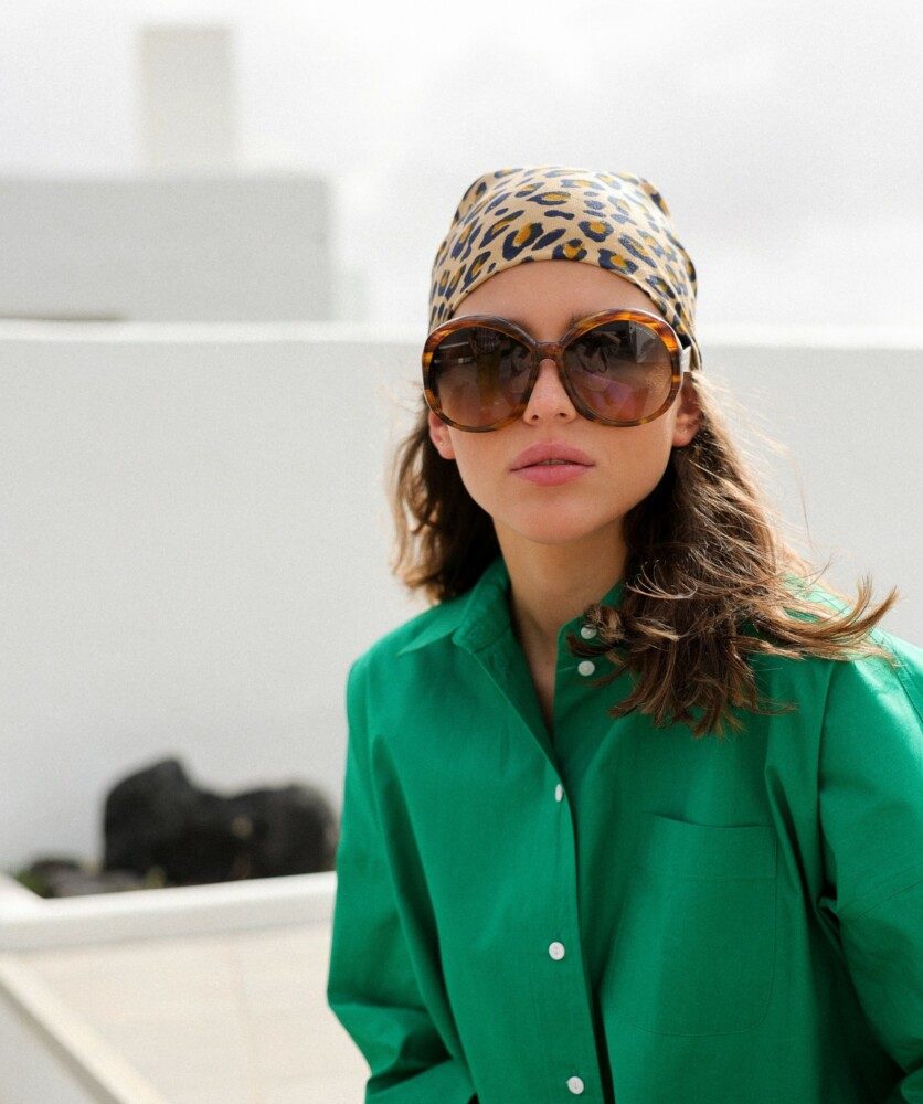 Foulard petit format – Léopard camel