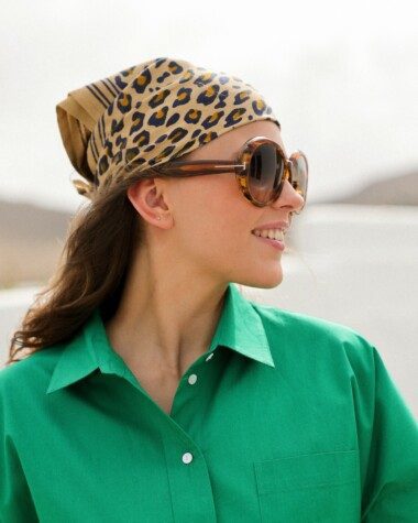 Foulard petit format – Léopard camel