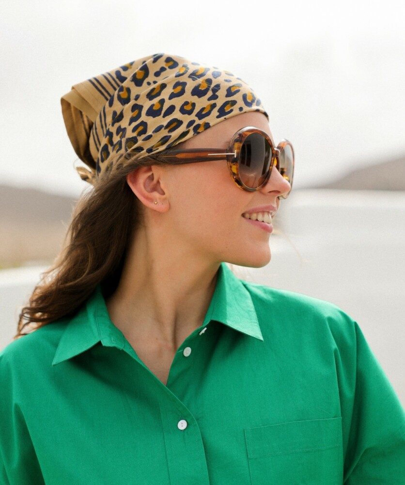 Foulard petit format – Léopard camel