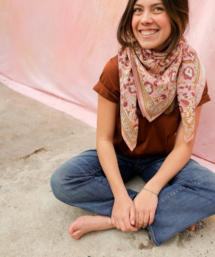 Foulard grand format – Jaya rose blush