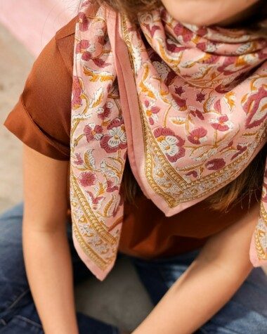 Foulard grand format – Jaya rose blush