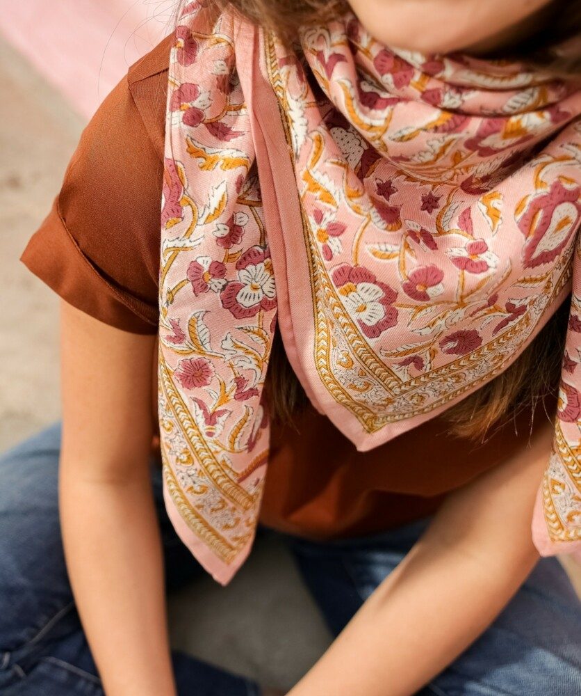 Foulard grand format – Jaya rose blush