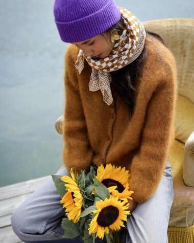 Foulard grand format – Damier caramel