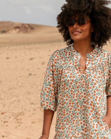Robe Menorca – Imprimé Block-print* Alba Clementine