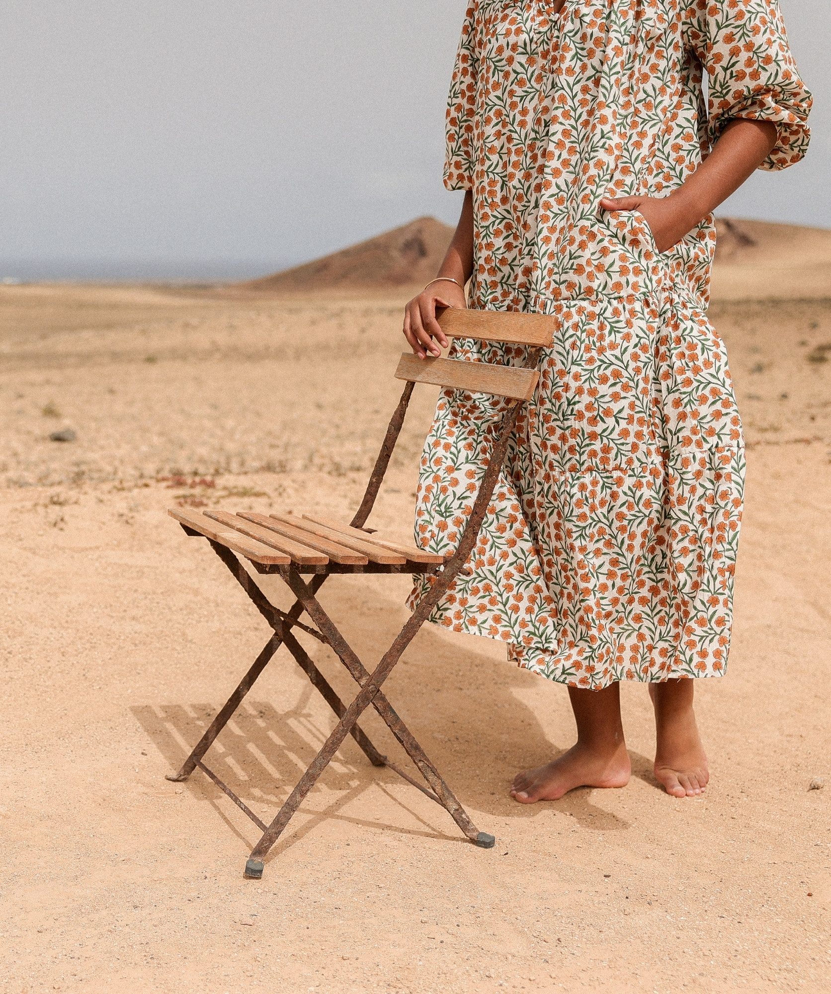 Robe Menorca – Imprimé block-print Alba clémentine