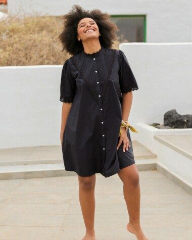 Robe Sonali – Popeline de coton Encre