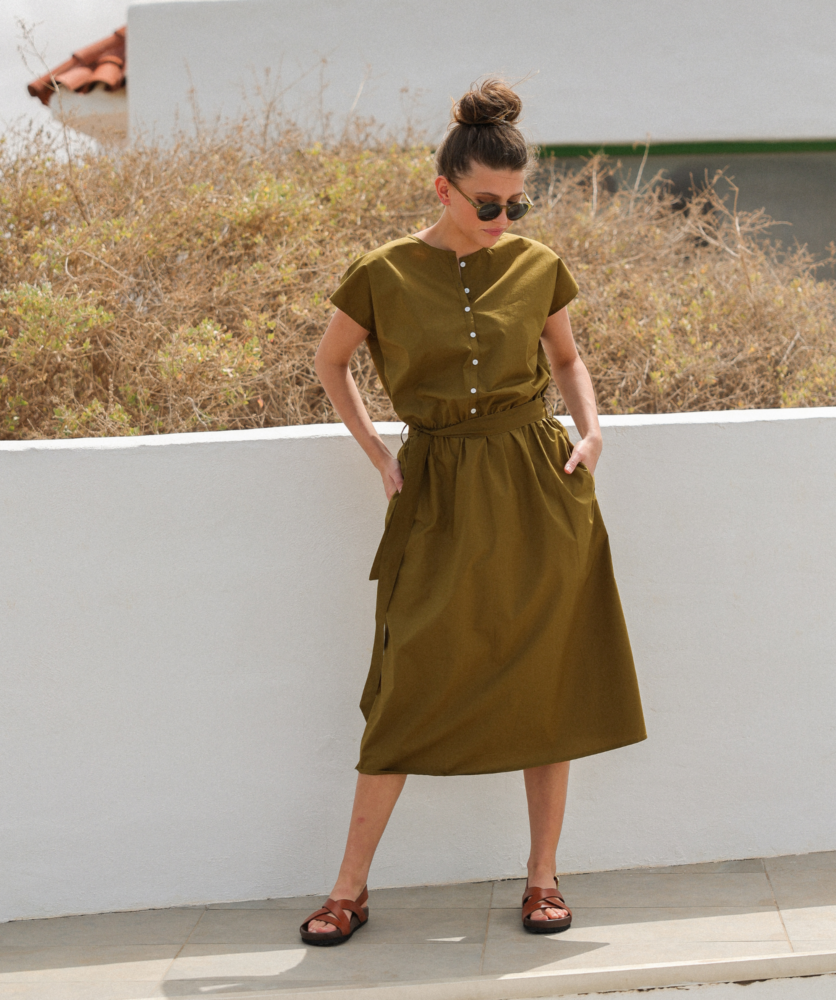 Robe Manoli – Popeline de coton Olive