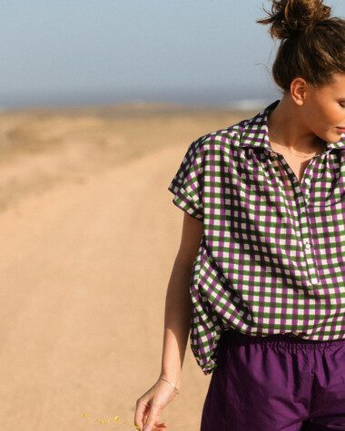 Blouse Sandra – Imprimée Block-print Green/Purple