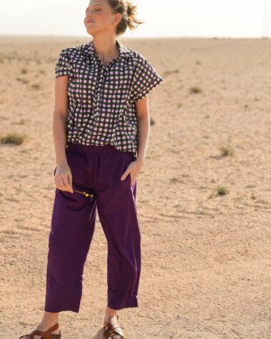 Blouse Sandra – Imprimée Block-print Green/Purple