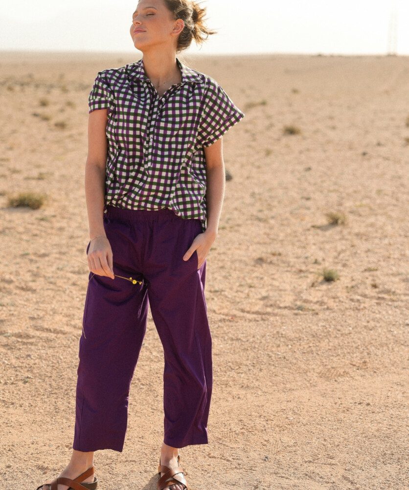 Blouse Sandra – Imprimée Block-print Green/Purple