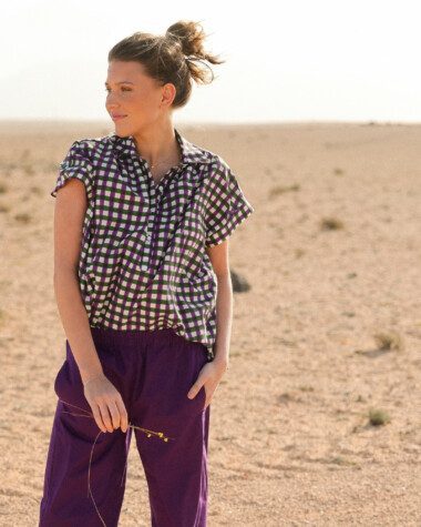 Blouse Sandra – Imprimée Block-print Green/Purple