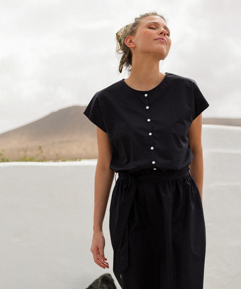 Robe Manoli – Popeline de coton Encre