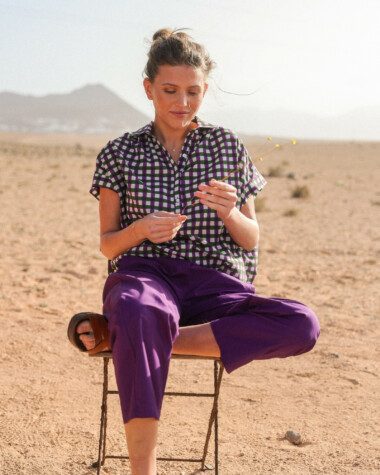 Blouse Sandra – Imprimée Block-print Green/Purple