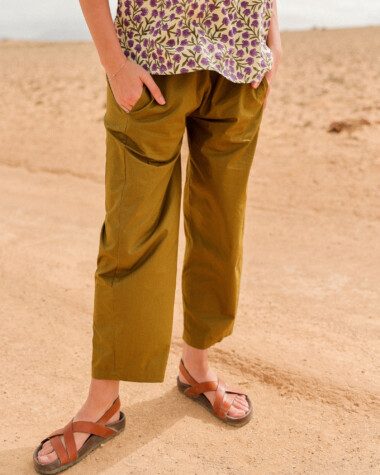 Pantalon Calista – Popeline de coton Olive