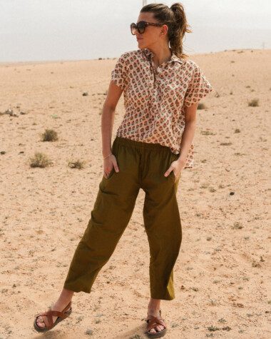 Pantalon Calista – Popeline de coton Olive
