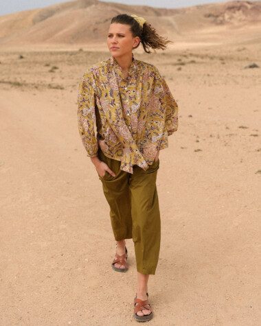 Pantalon Calista – Popeline de coton Olive