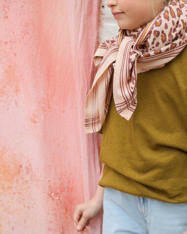 Foulard grand format – Léopard rose