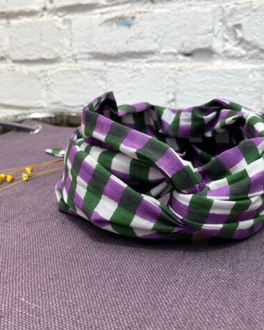 Bandeau – Imprimé block-print Carreaux Green/Purple
