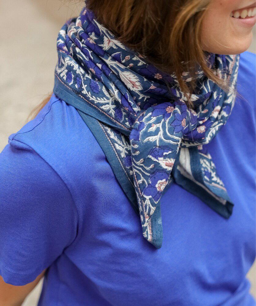 Foulard grand format – Uma Bleu Cobalt