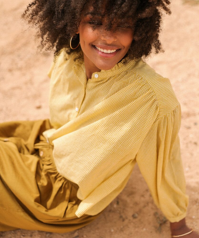 Blouse Séville – Imprimé block-print Manado Yellow