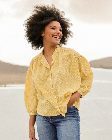 Blouse Séville – Imprimé block-print Manado Yellow