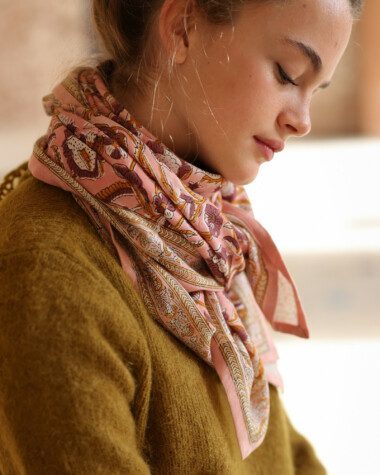 Foulard grand format – Jaya rose blush