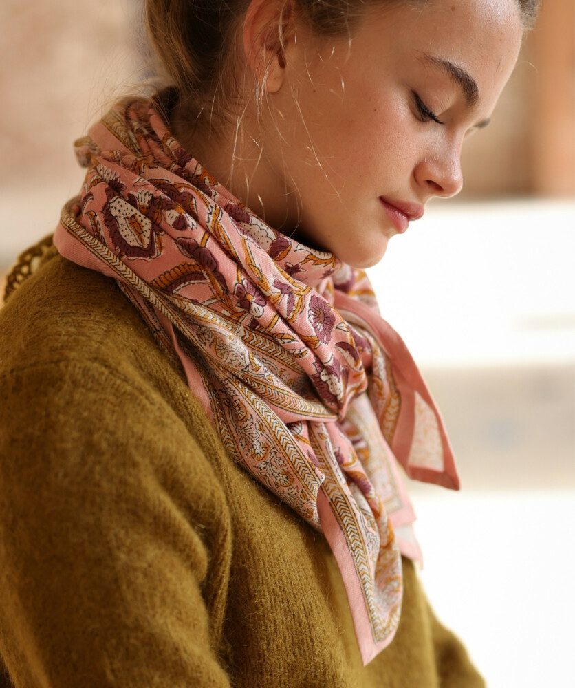 Foulard grand format – Jaya rose blush