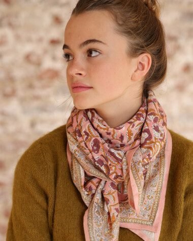 Foulard grand format – Jaya rose blush