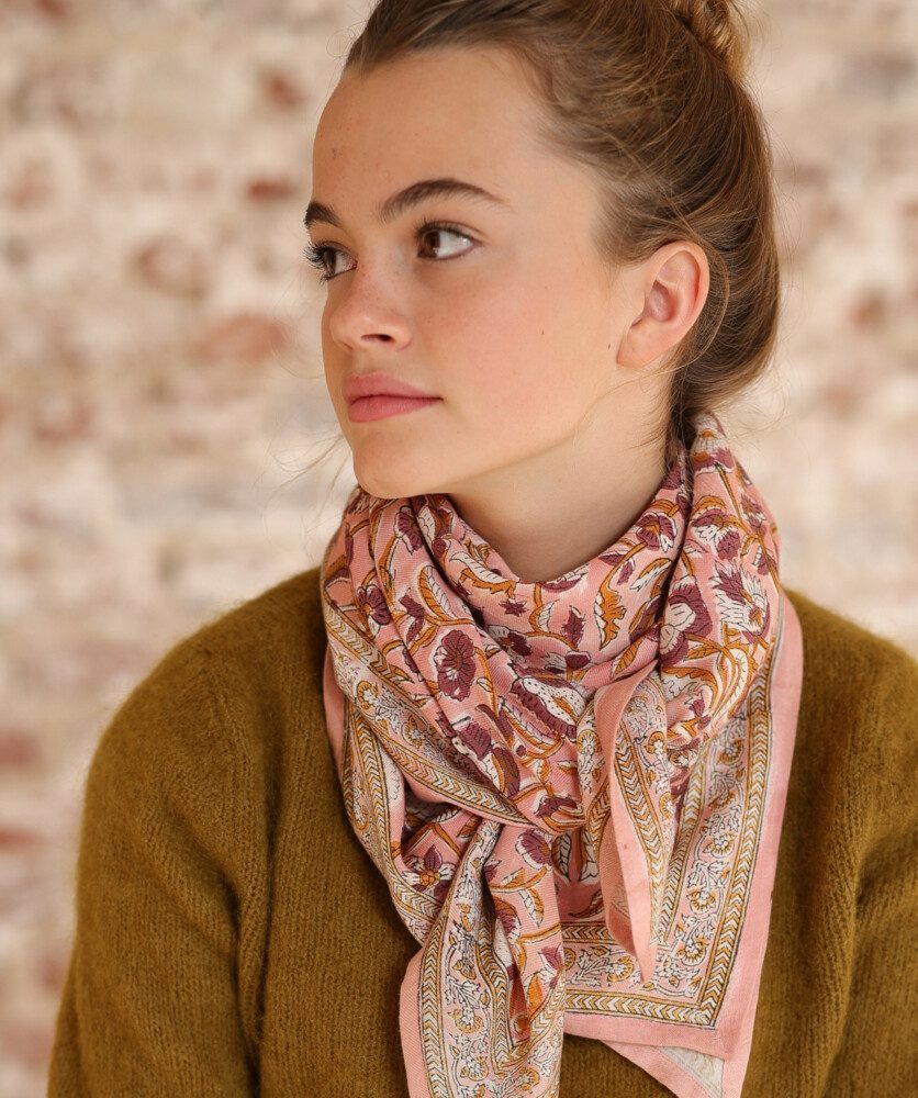 Foulard grand format – Jaya rose blush