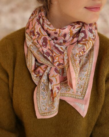 Foulard grand format – Jaya rose blush