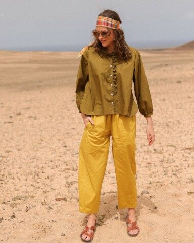 Pantalon Calista – Popeline de coton Yellow