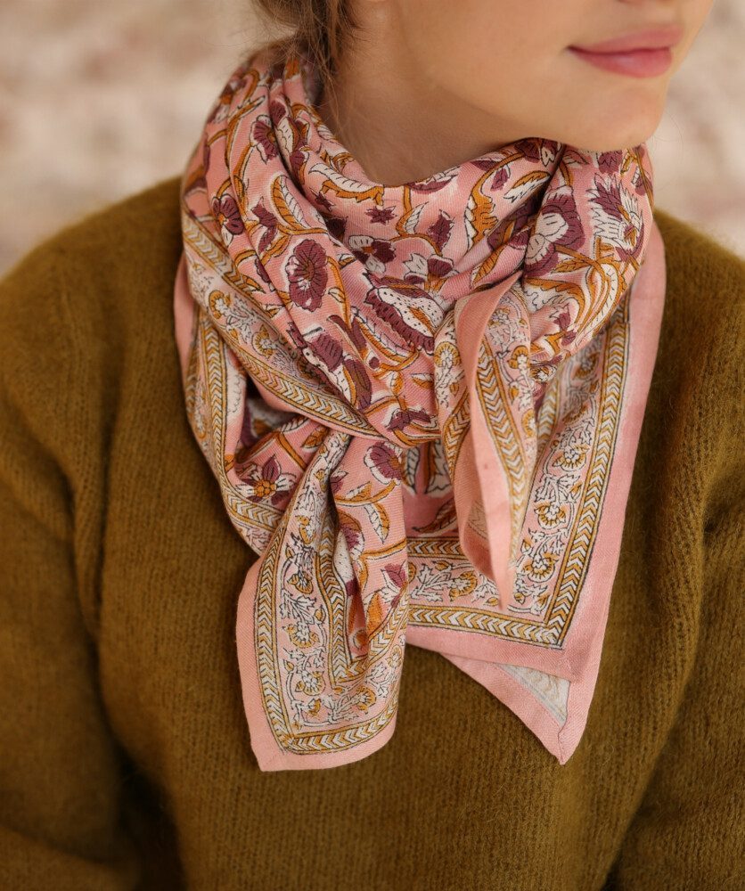 Foulard grand format – Jaya rose blush