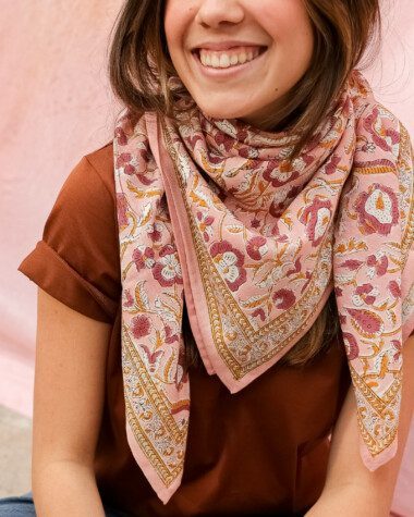 Foulard grand format – Jaya rose blush