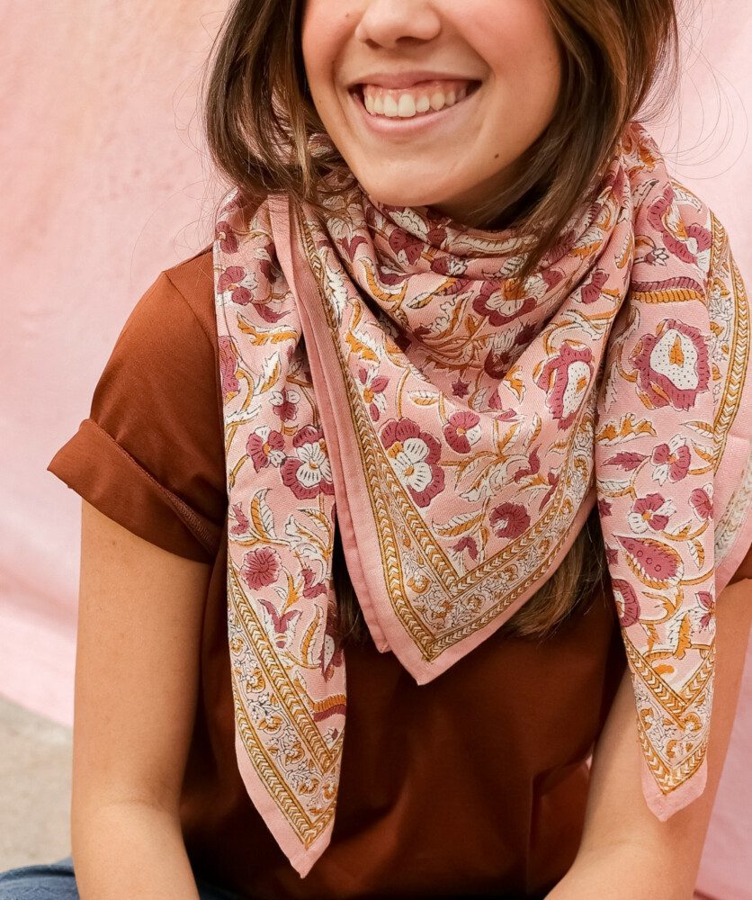 Foulard grand format – Jaya rose blush