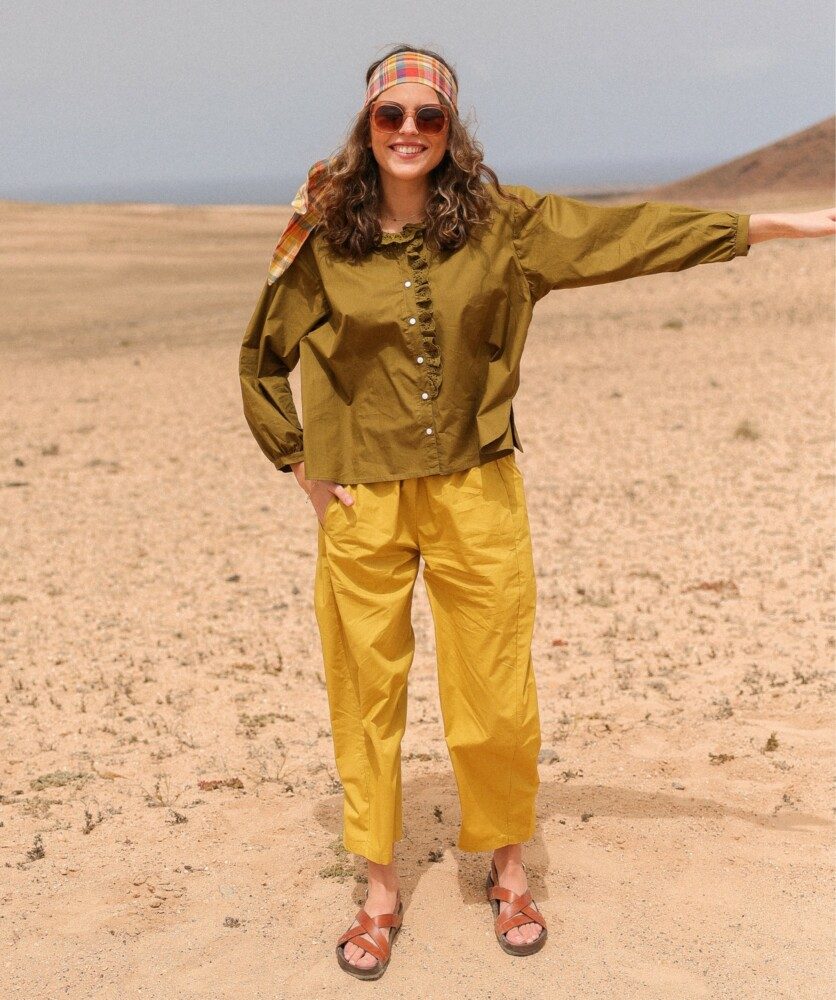 Pantalon Calista – Popeline de coton Yellow