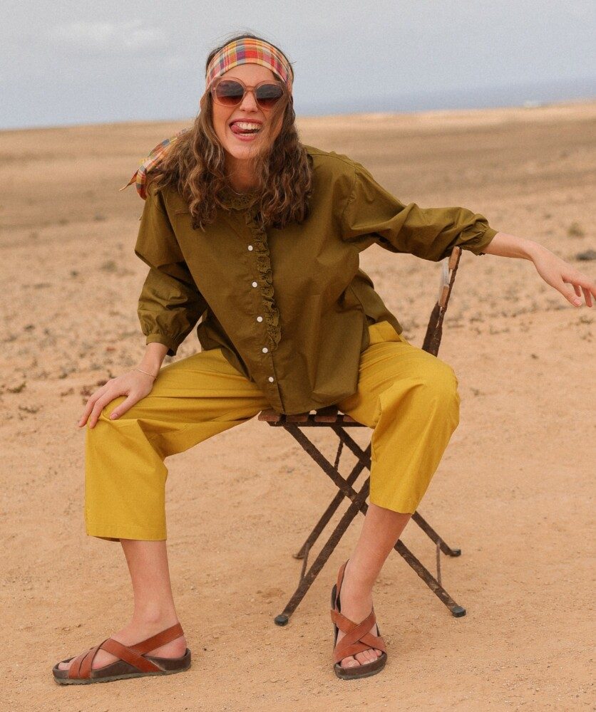 Pantalon Calista – Popeline de coton Yellow
