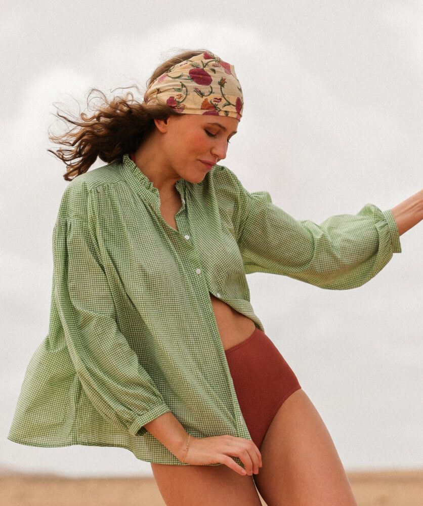 Blouse Séville – Imprimé block-print Manado Green