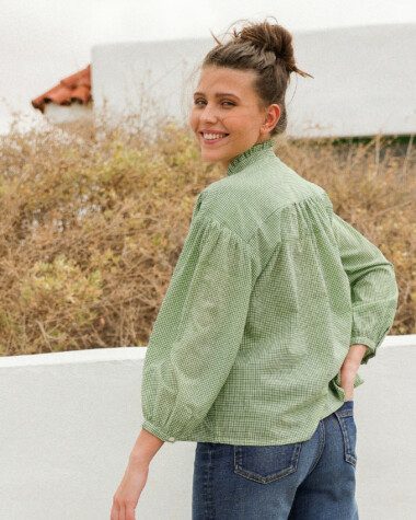 Blouse Séville – Imprimé block-print Manado Green