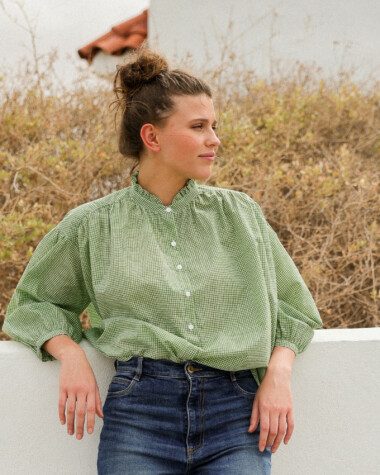 Blouse Séville – Imprimé block-print Manado Green