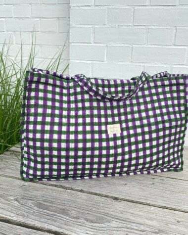 Sac Cabas Grand Format – Carreaux green & purple