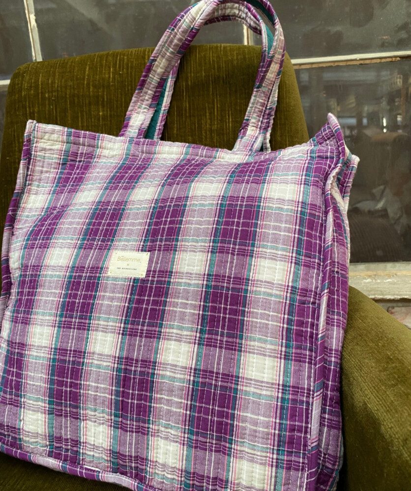 Sac Cabas – Imprimé carreaux violet