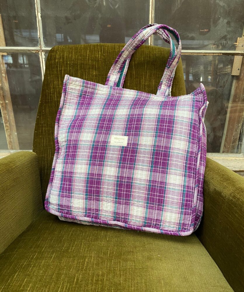 Sac Cabas – Imprimé carreaux violet