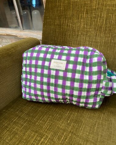Trousse de toilette – Carreaux green & purple